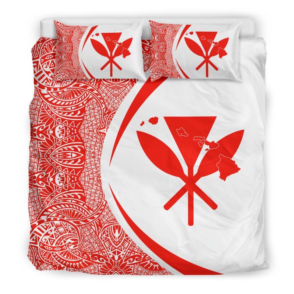 hawaiian map kanaka maoli polynesian circle style red and white duvet cover bedding set 2538