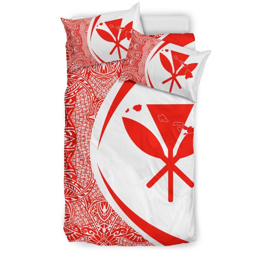 hawaiian map kanaka maoli polynesian circle style red and white duvet cover bedding set 5994