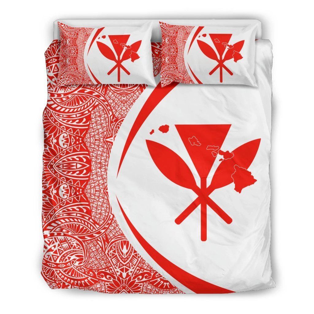 hawaiian map kanaka maoli polynesian circle style red and white duvet cover bedding set 8761