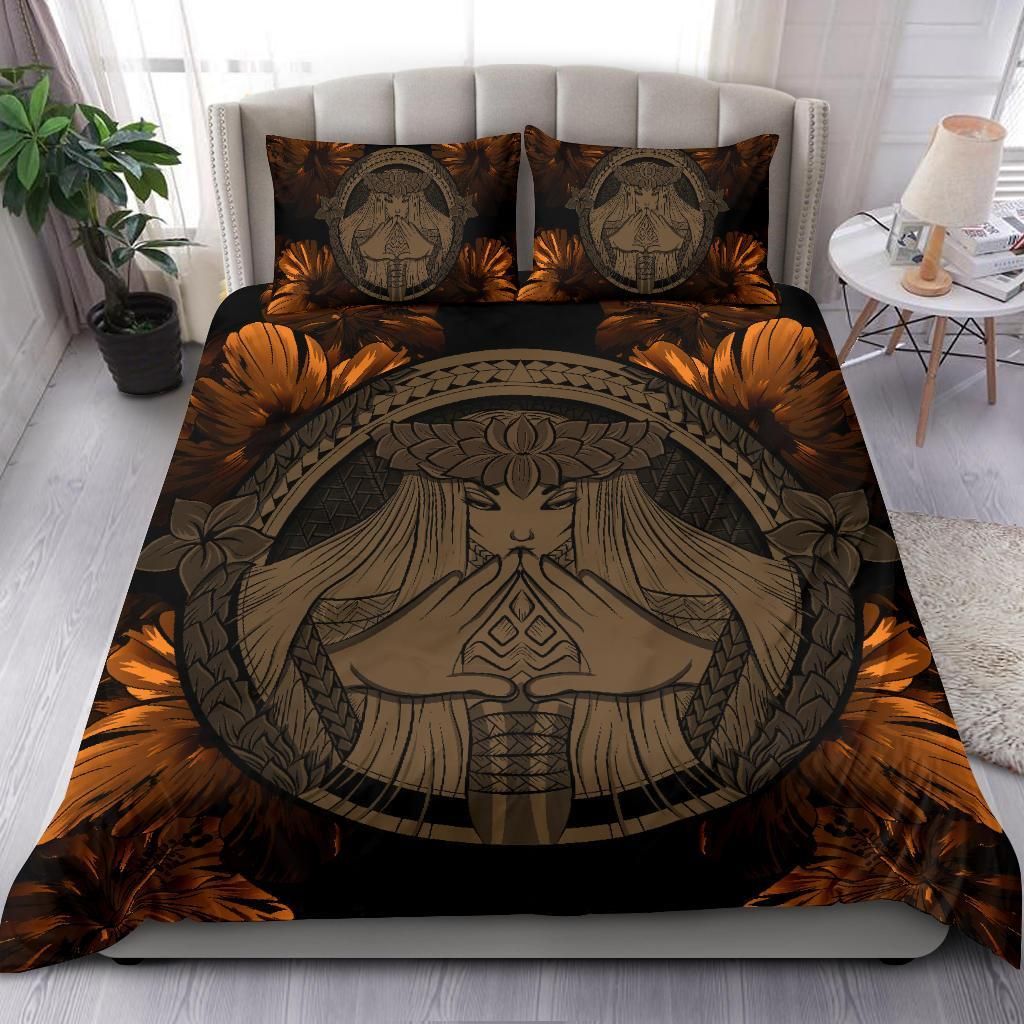 hawaiian map madame pele polynesian brown duvet cover bedding set 4394
