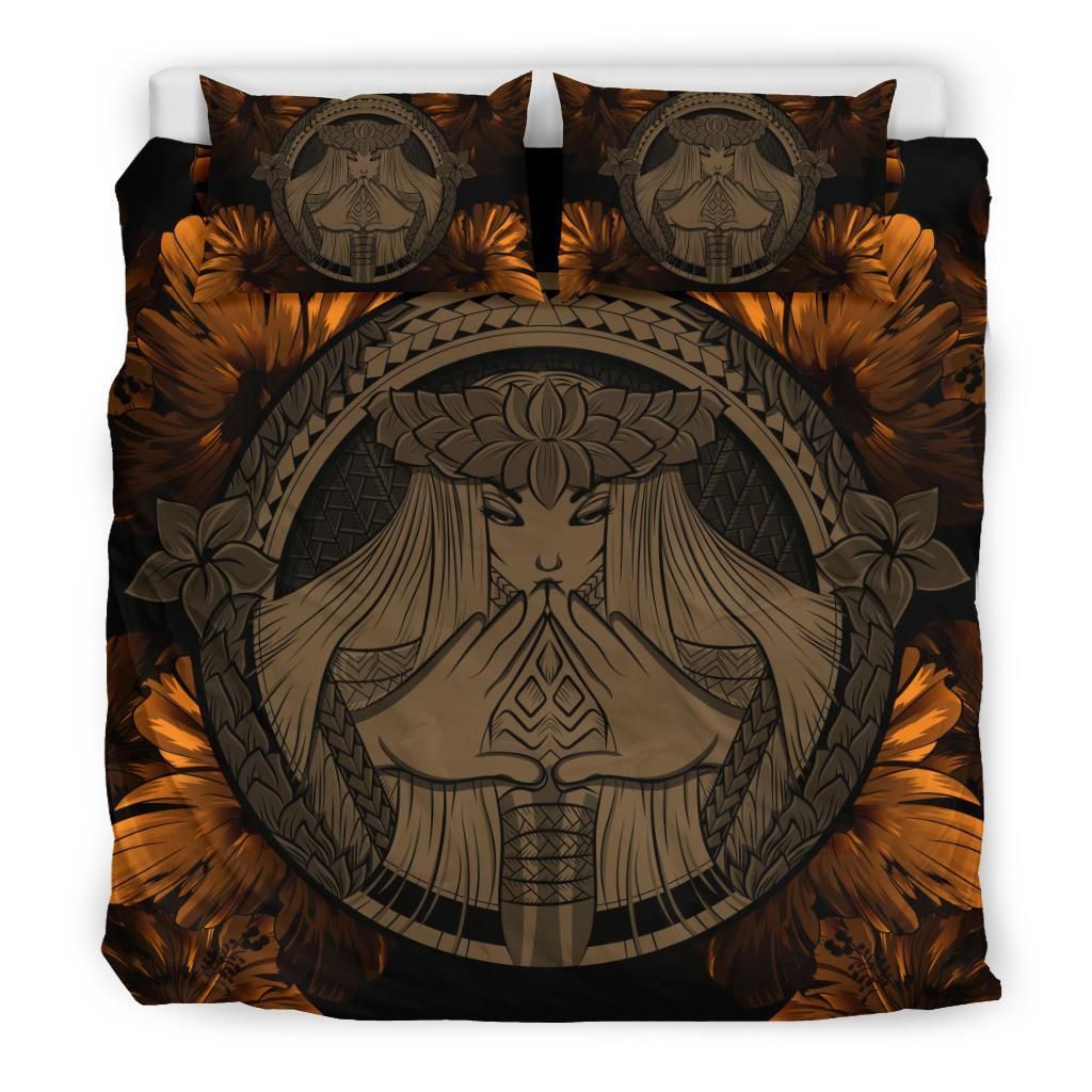 hawaiian map madame pele polynesian brown duvet cover bedding set 6570