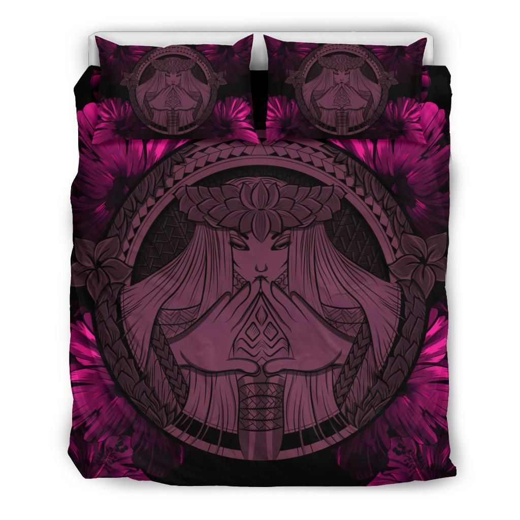 hawaiian map madame pele polynesian pink duvet cover bedding set 2478