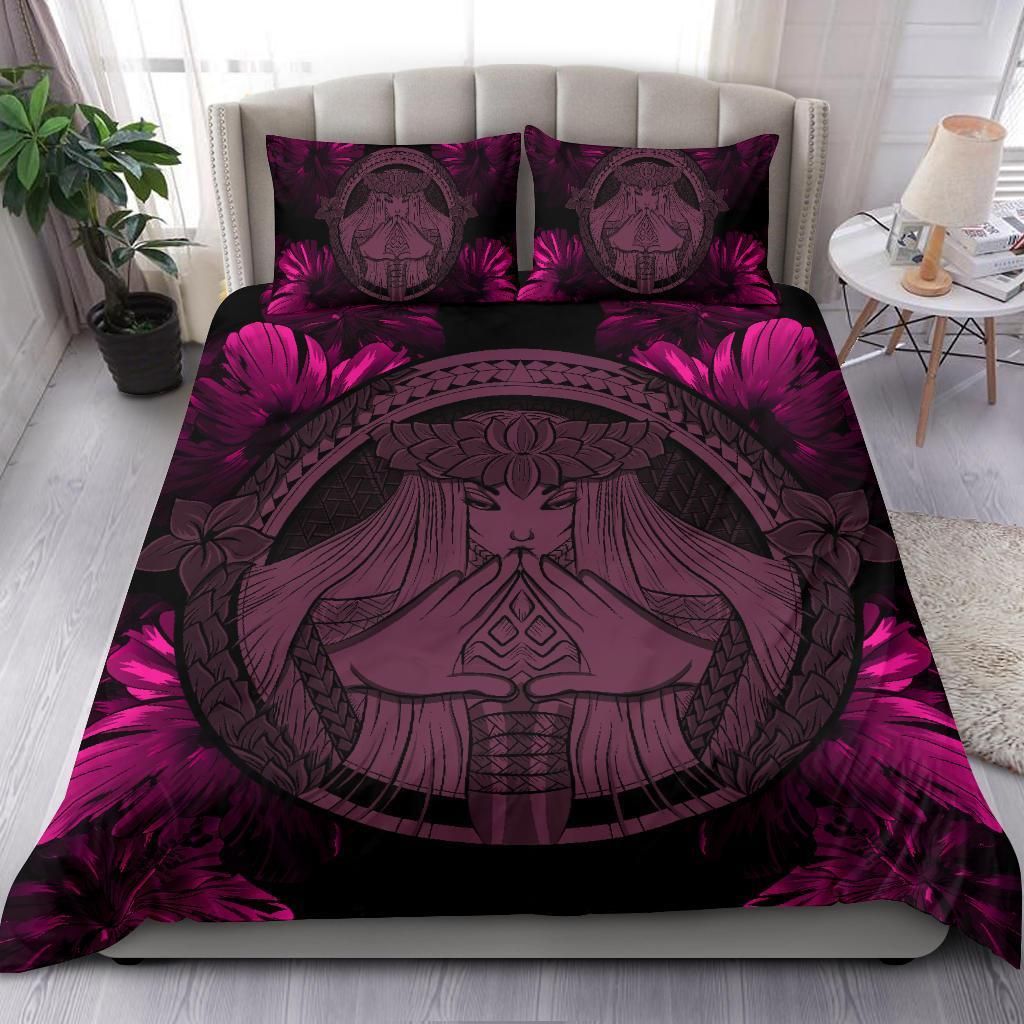 hawaiian map madame pele polynesian pink duvet cover bedding set 2635