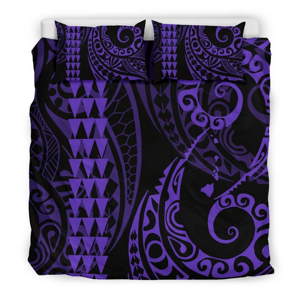 hawaiian map polynesian purple and black duvet cover bedding set 1139