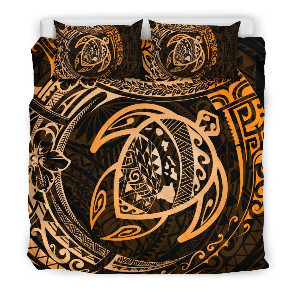 hawaiian map turtle polynesian bedding set circle orange duvet cover bedding set 5109
