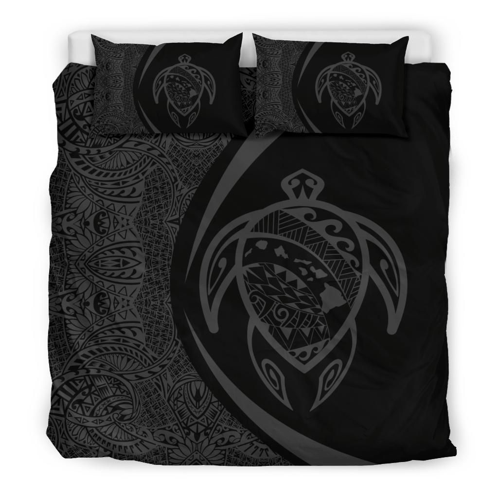 hawaiian map turtle polynesian circle gray duvet cover bedding set 6416