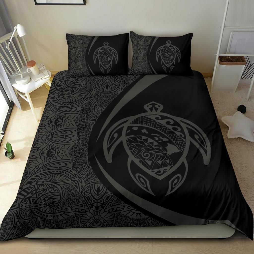 hawaiian map turtle polynesian circle gray duvet cover bedding set 8478