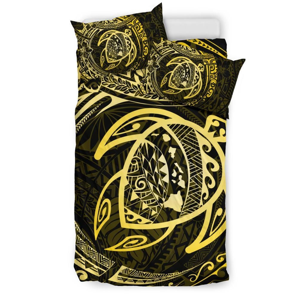 hawaiian map turtle polynesian circle yellow duvet cover bedding set 7286