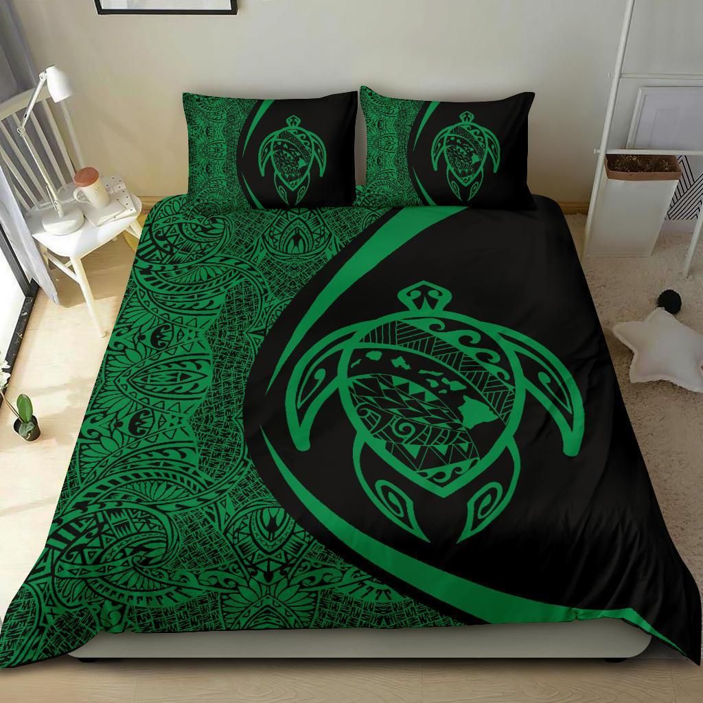 hawaiian map turtle polynesian green circle style duvet cover bedding set 1941