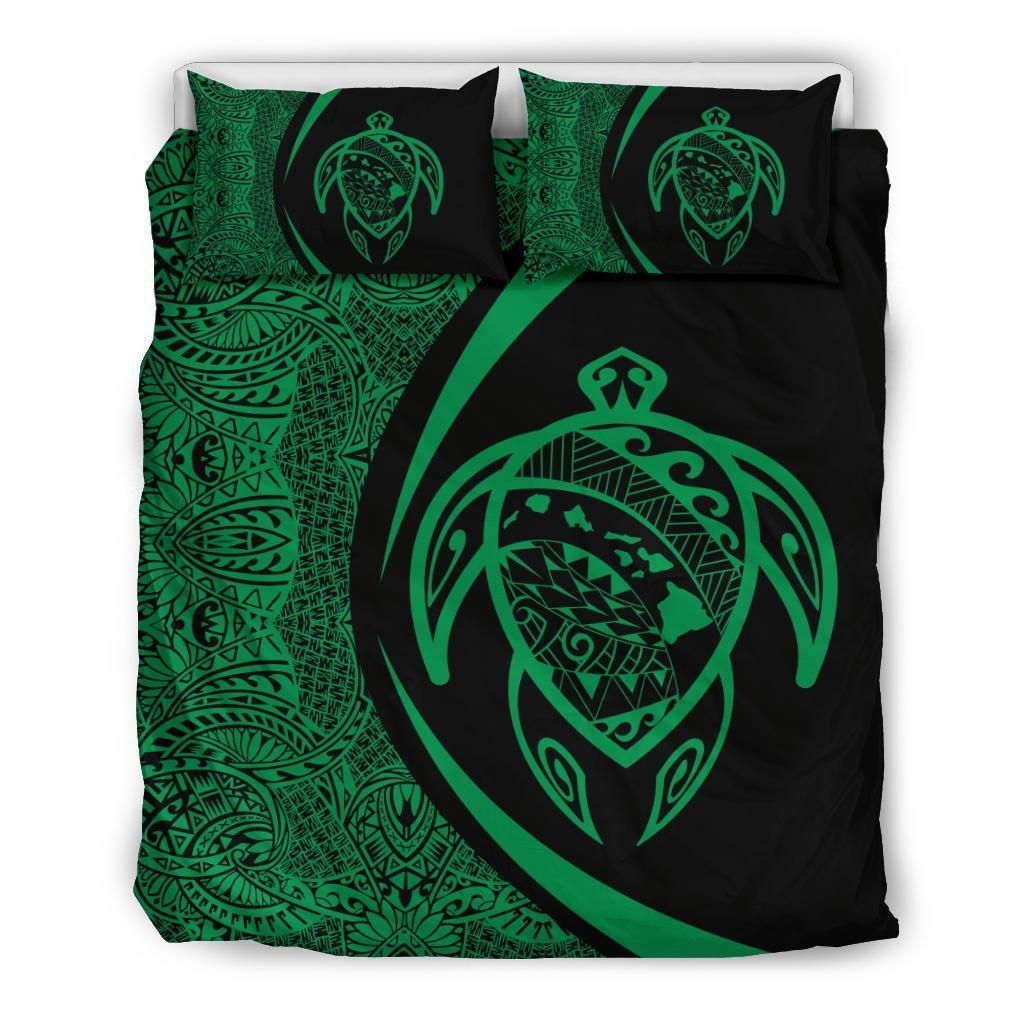 hawaiian map turtle polynesian green circle style duvet cover bedding set 1989