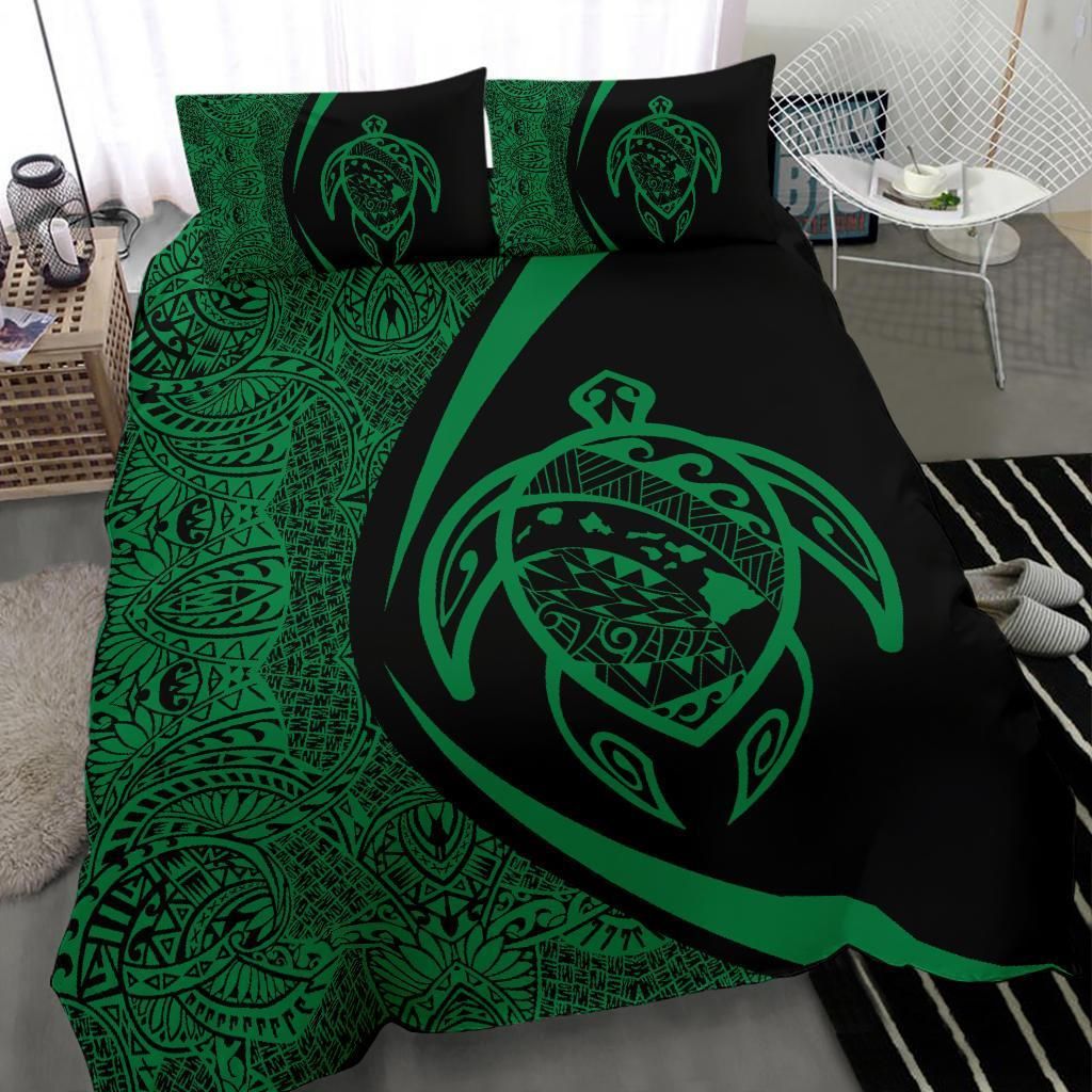 hawaiian map turtle polynesian green circle style duvet cover bedding set 5566
