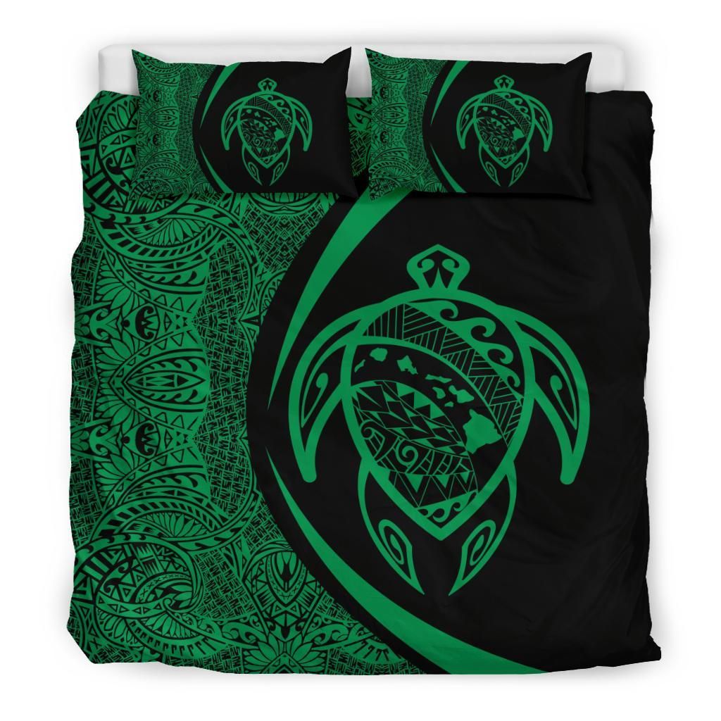 hawaiian map turtle polynesian green circle style duvet cover bedding set 7678