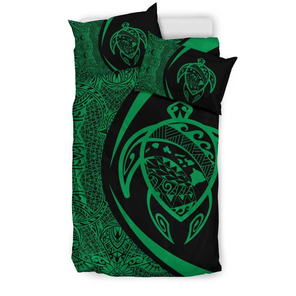 hawaiian map turtle polynesian green circle style duvet cover bedding set 8924