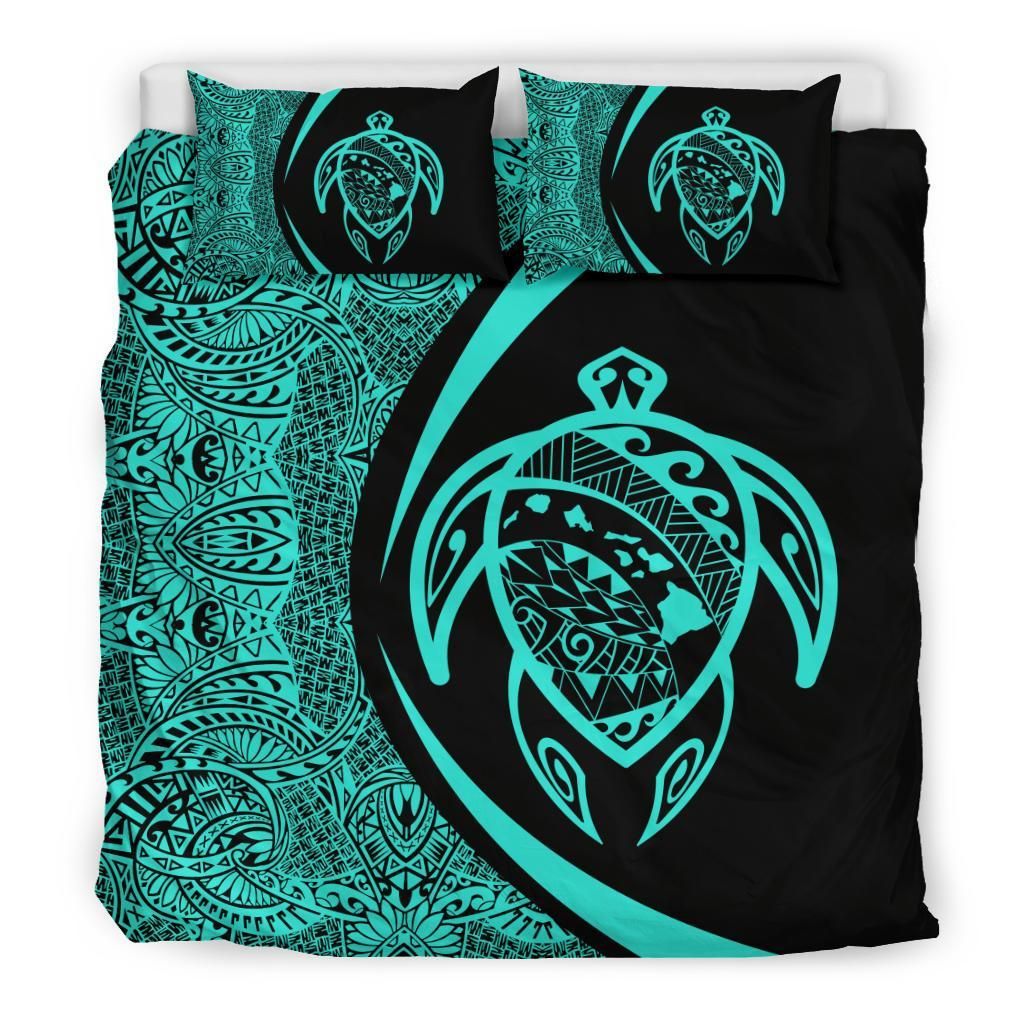 Hawaiian Map Turtle Polynesian Turquoise Circle Style Duvet Cover Bedding Set hawaiian map turtle polynesian turquoise circle style duvet cover bedding set 4027
