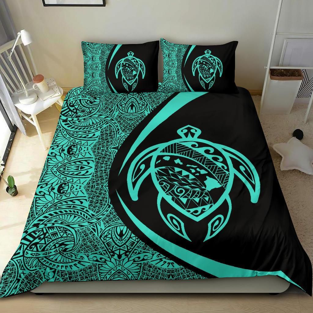 Hawaiian Map Turtle Polynesian Turquoise Circle Style Duvet Cover Bedding Set hawaiian map turtle polynesian turquoise circle style duvet cover bedding set 4268