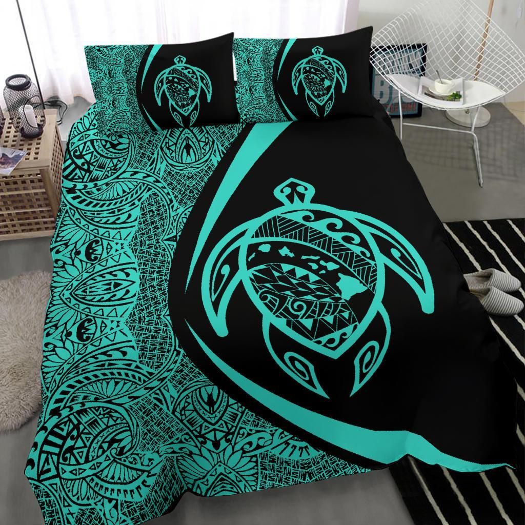 Hawaiian Map Turtle Polynesian Turquoise Circle Style Duvet Cover Bedding Set hawaiian map turtle polynesian turquoise circle style duvet cover bedding set 4405