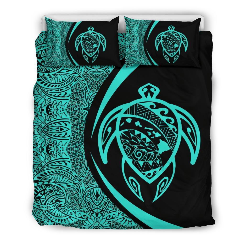 Hawaiian Map Turtle Polynesian Turquoise Circle Style Duvet Cover Bedding Set hawaiian map turtle polynesian turquoise circle style duvet cover bedding set 8022