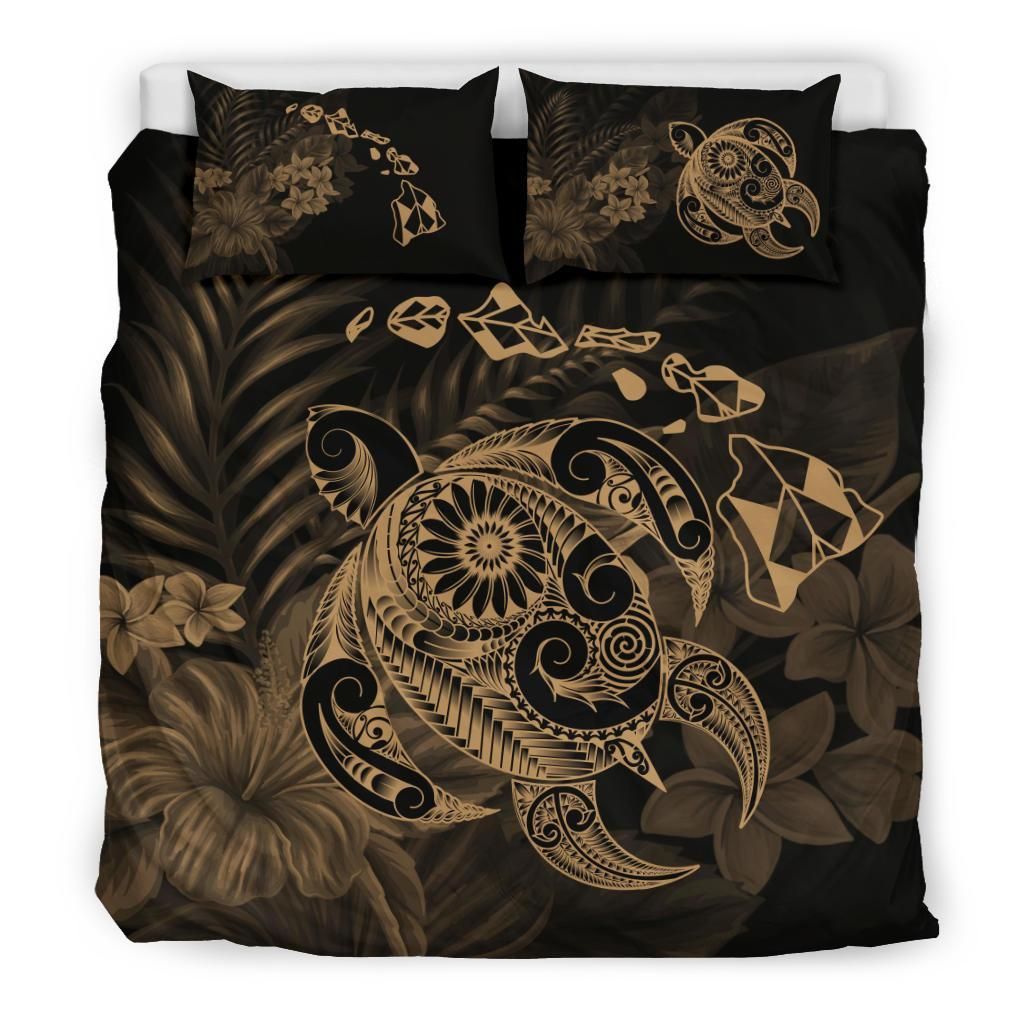 hawaiian map turtle tattoo hibiscus plumeria polynesian duvet cover bedding set 2685