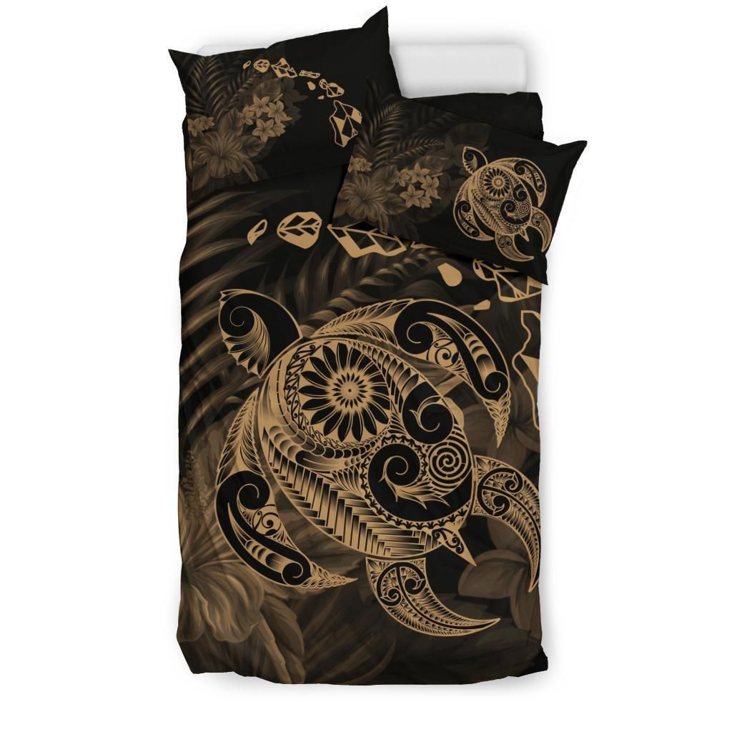 hawaiian map turtle tattoo hibiscus plumeria polynesian duvet cover bedding set 3887