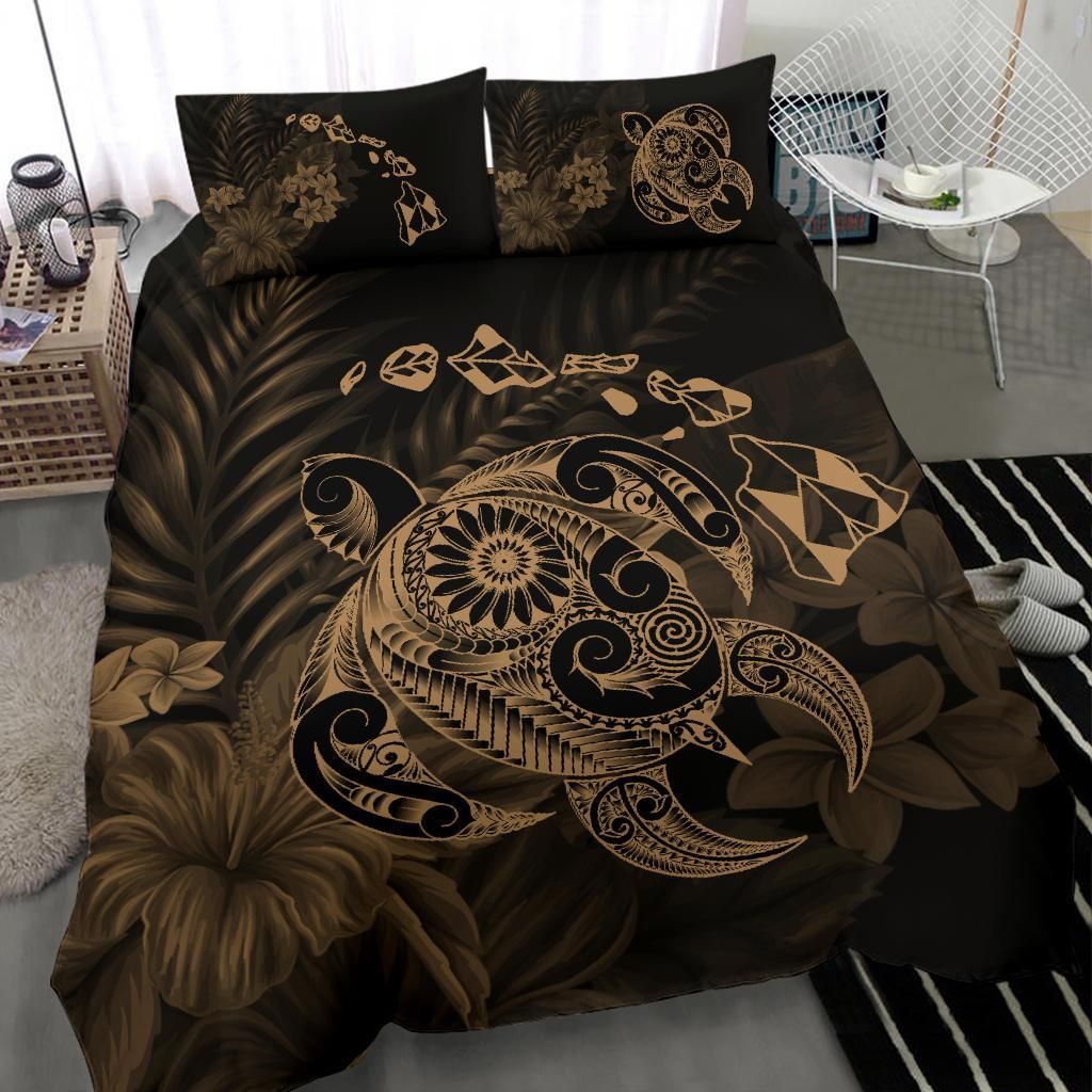 hawaiian map turtle tattoo hibiscus plumeria polynesian duvet cover bedding set 6457