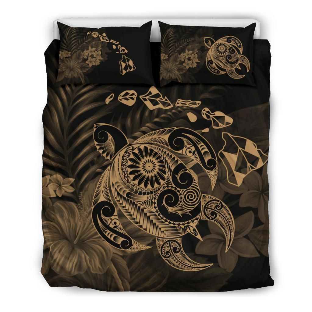 hawaiian map turtle tattoo hibiscus plumeria polynesian duvet cover bedding set 8740