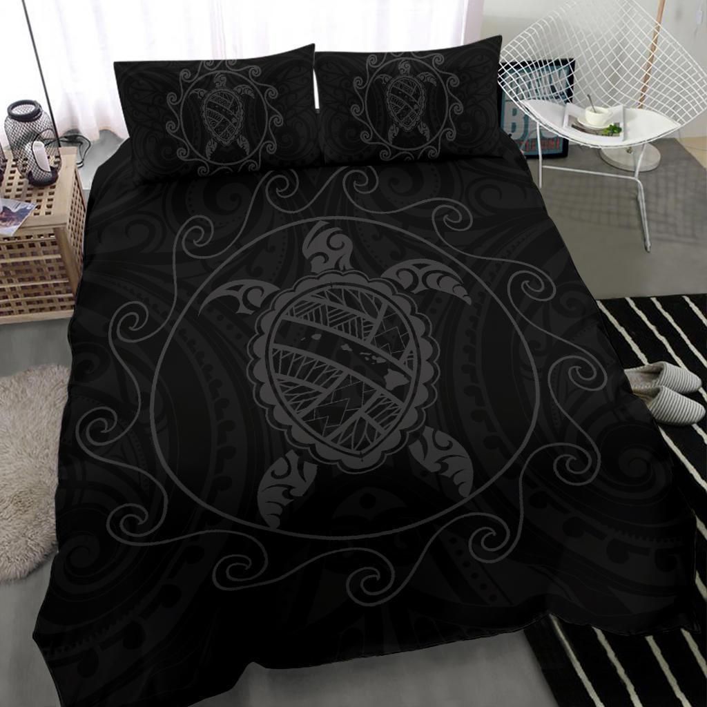 hawaiian map turtle wave polynesian grey duvet cover bedding set 2522