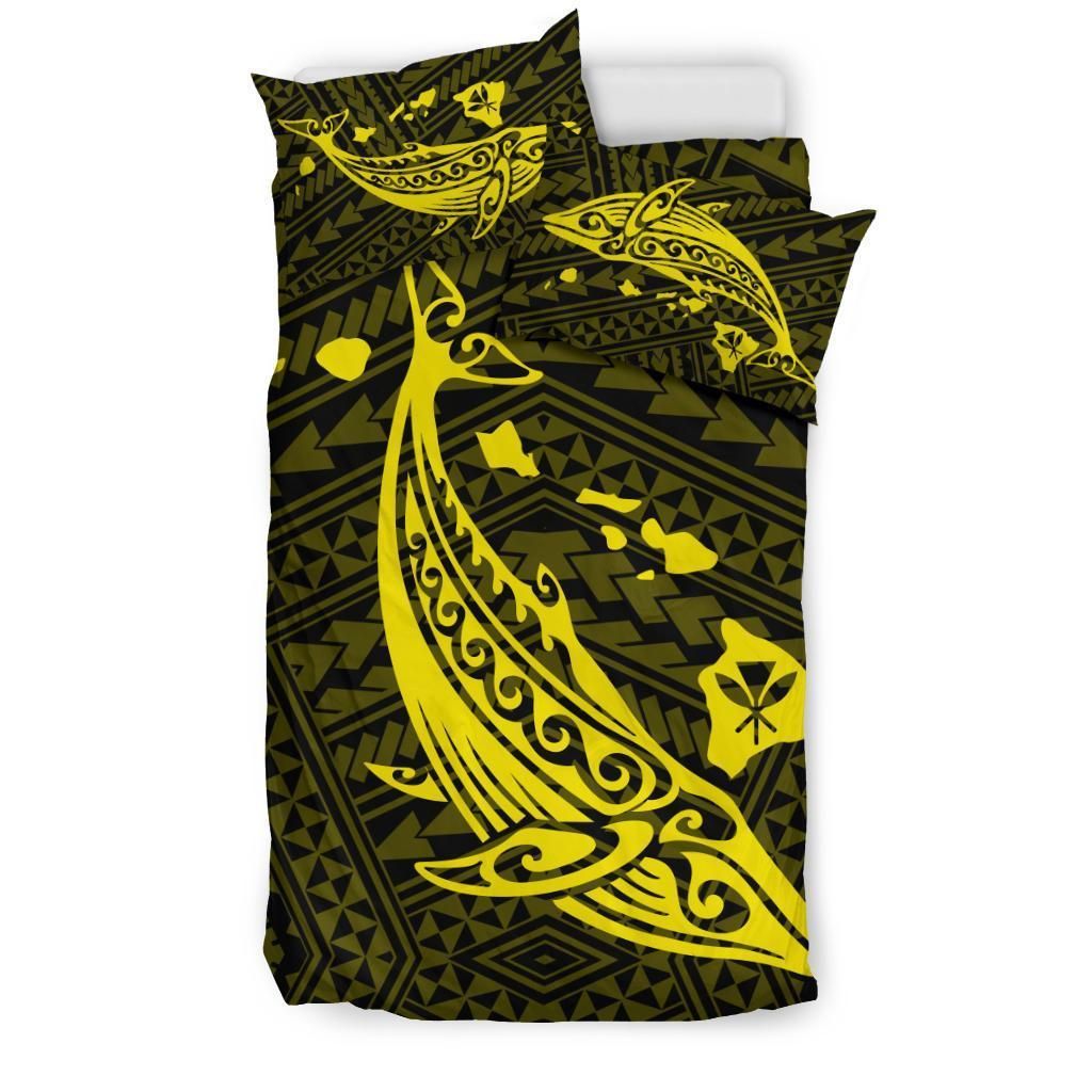 Hawaiian Map Whale Polynesian Yellow Duvet Cover Bedding Set hawaiian map whale polynesian yellow duvet cover bedding set 7083