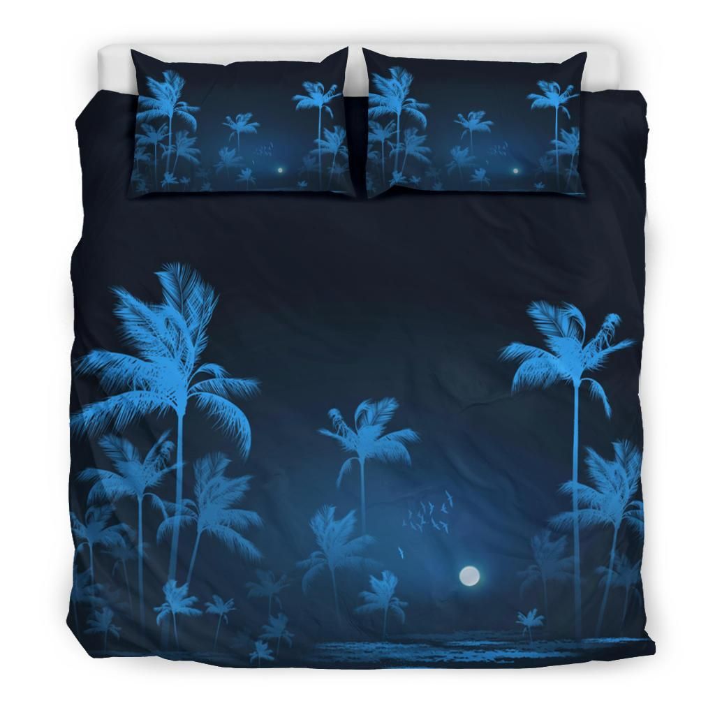 hawaiian palm tree moon night polynesian duvet cover bedding set 1729