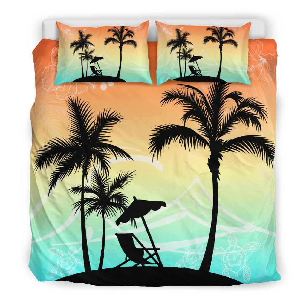 Hawaiian Palm Tree On The Beach Duvet Cover Bedding Set hawaiian palm tree on the beach duvet cover bedding set 3698