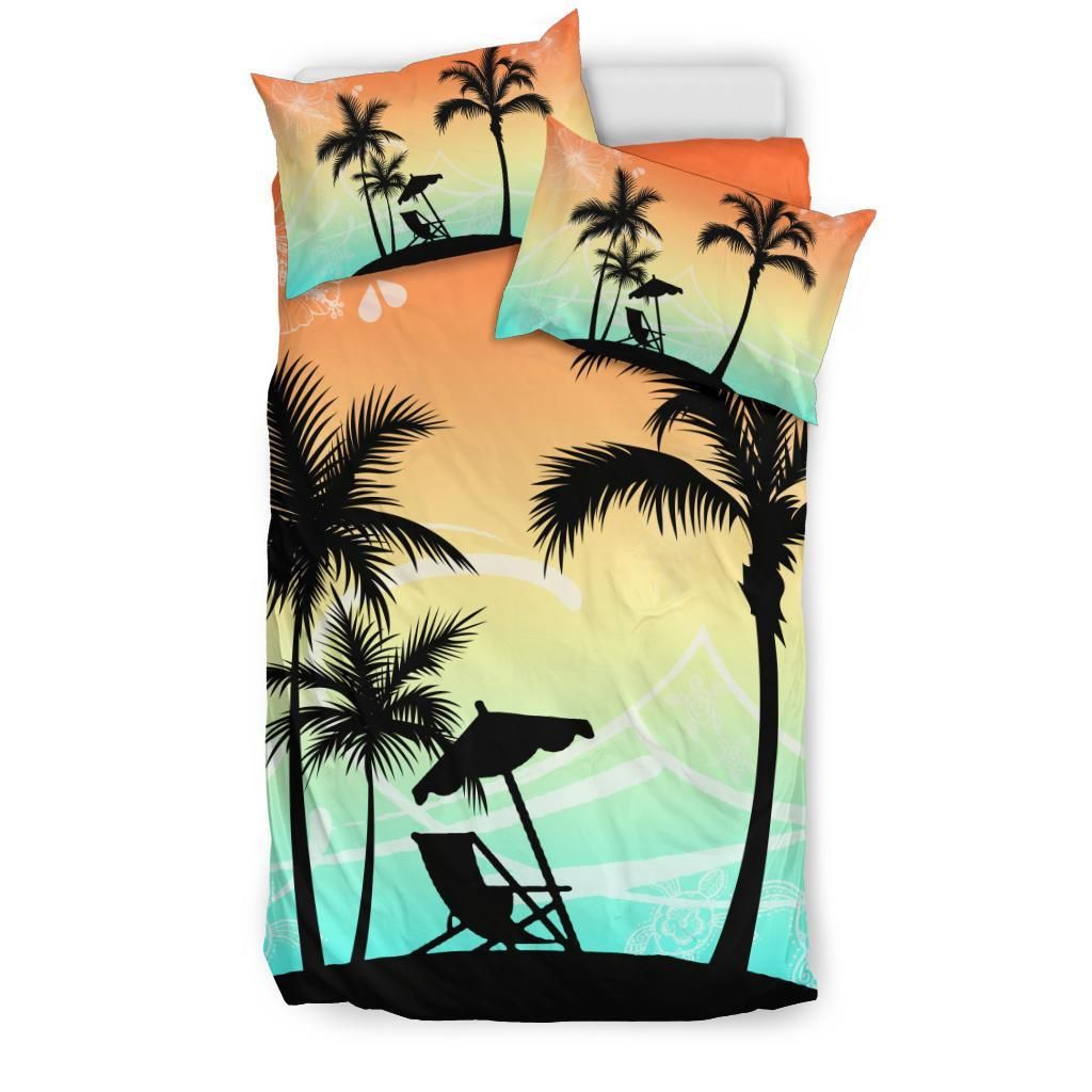 Hawaiian Palm Tree On The Beach Duvet Cover Bedding Set hawaiian palm tree on the beach duvet cover bedding set 4082