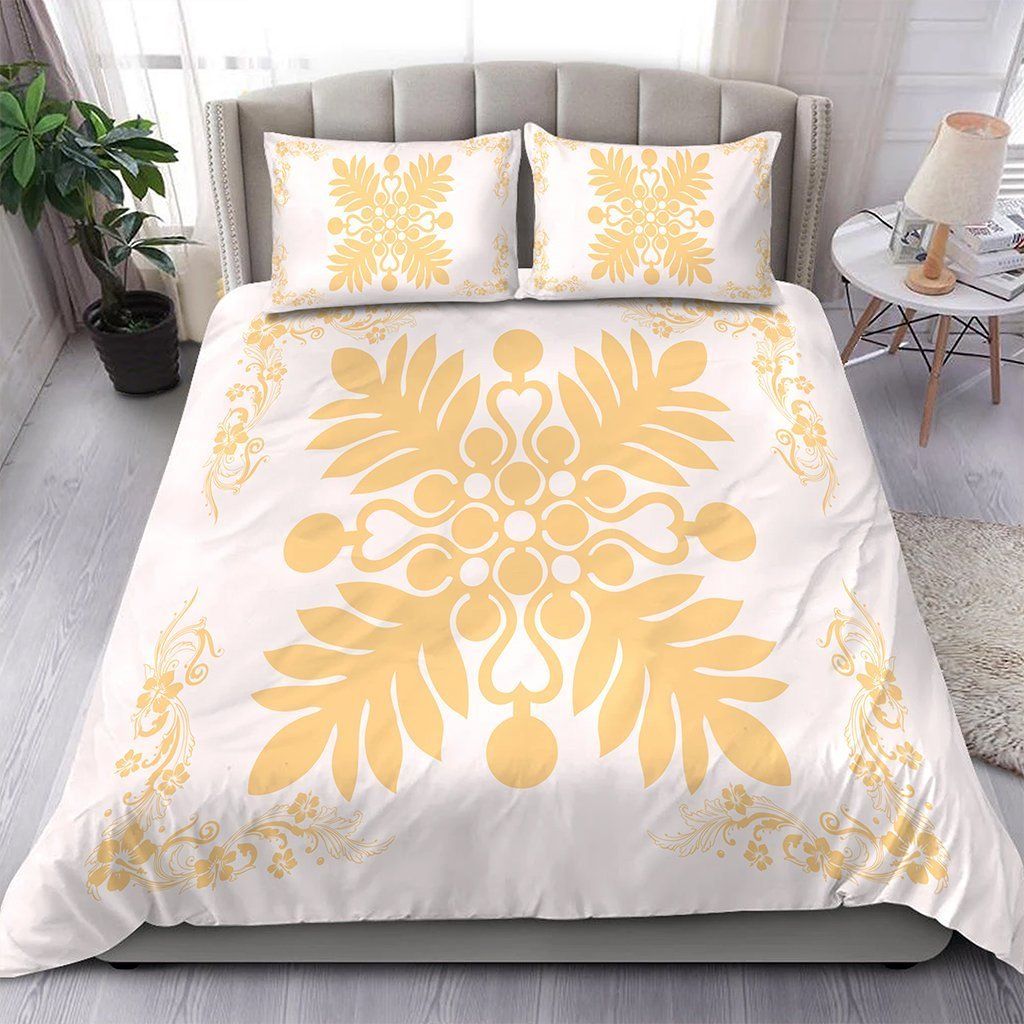 hawaiian quilt maui plant and hibiscus pattern duvet cover bedding set 2683