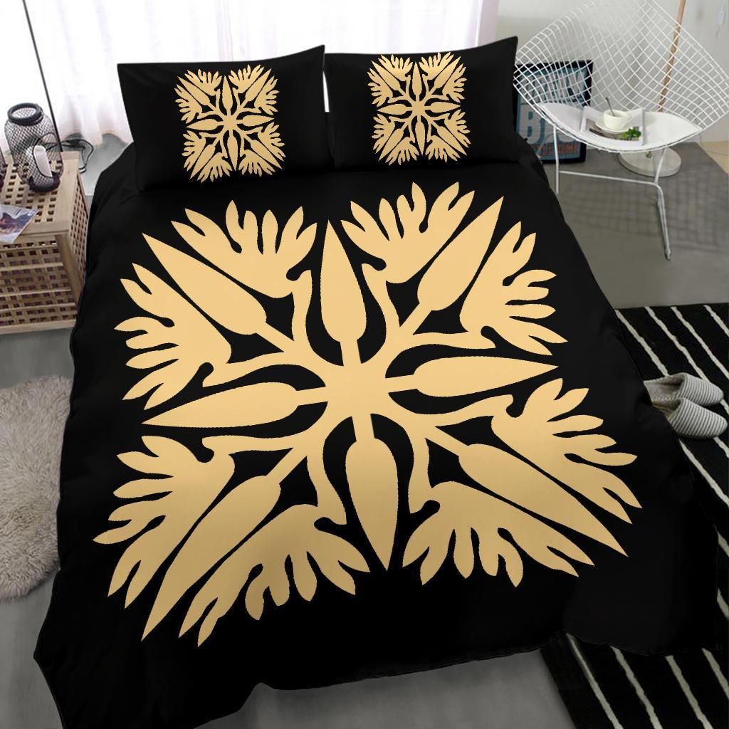 Hawaiian Royal Pattern Black And Beige Duvet Cover Bedding Set hawaiian royal pattern black and beige duvet cover bedding set 1080