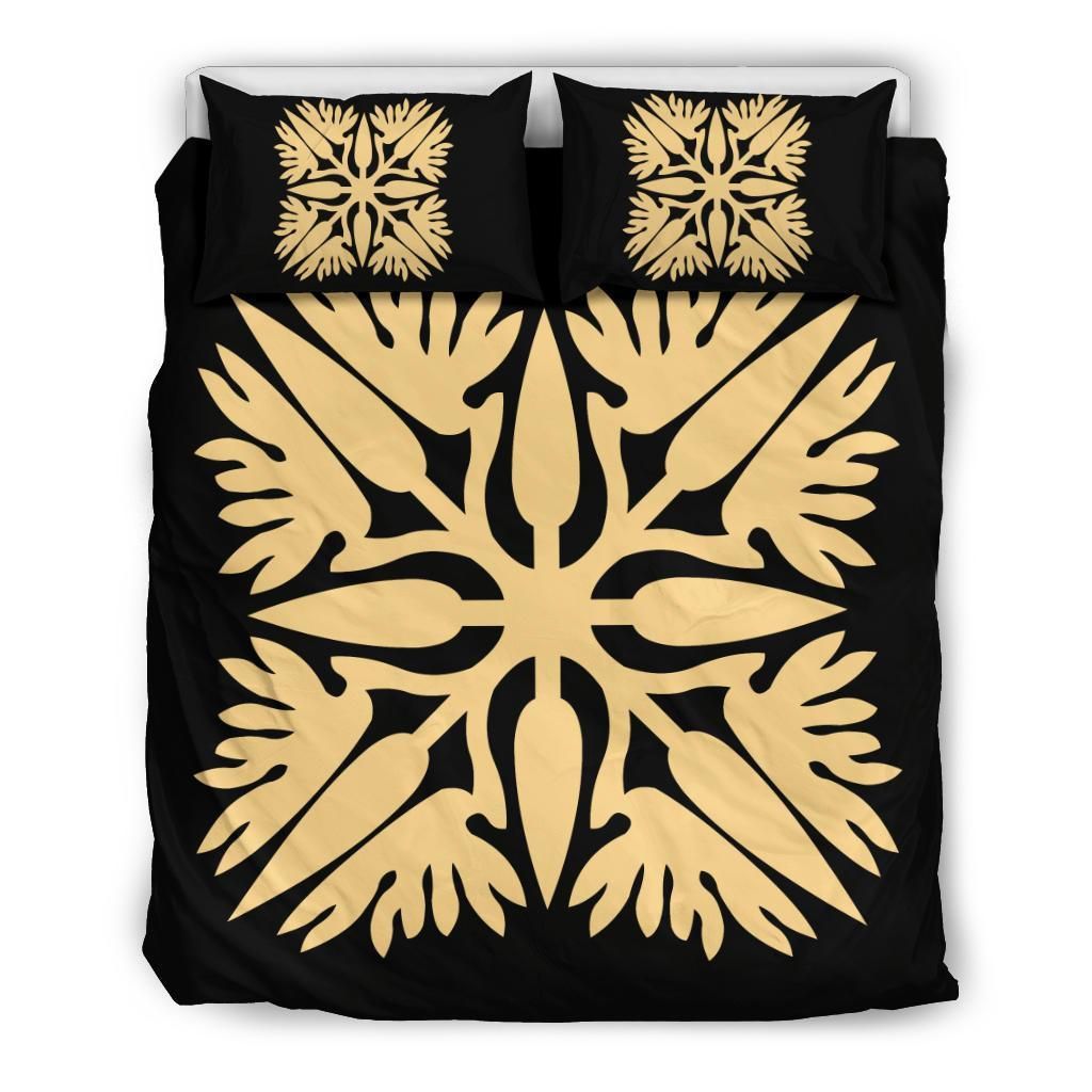 Hawaiian Royal Pattern Black And Beige Duvet Cover Bedding Set hawaiian royal pattern black and beige duvet cover bedding set 1730