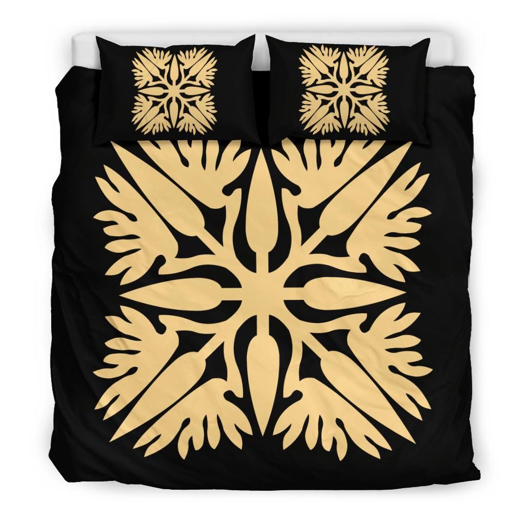 Hawaiian Royal Pattern Black And Beige Duvet Cover Bedding Set hawaiian royal pattern black and beige duvet cover bedding set 4995