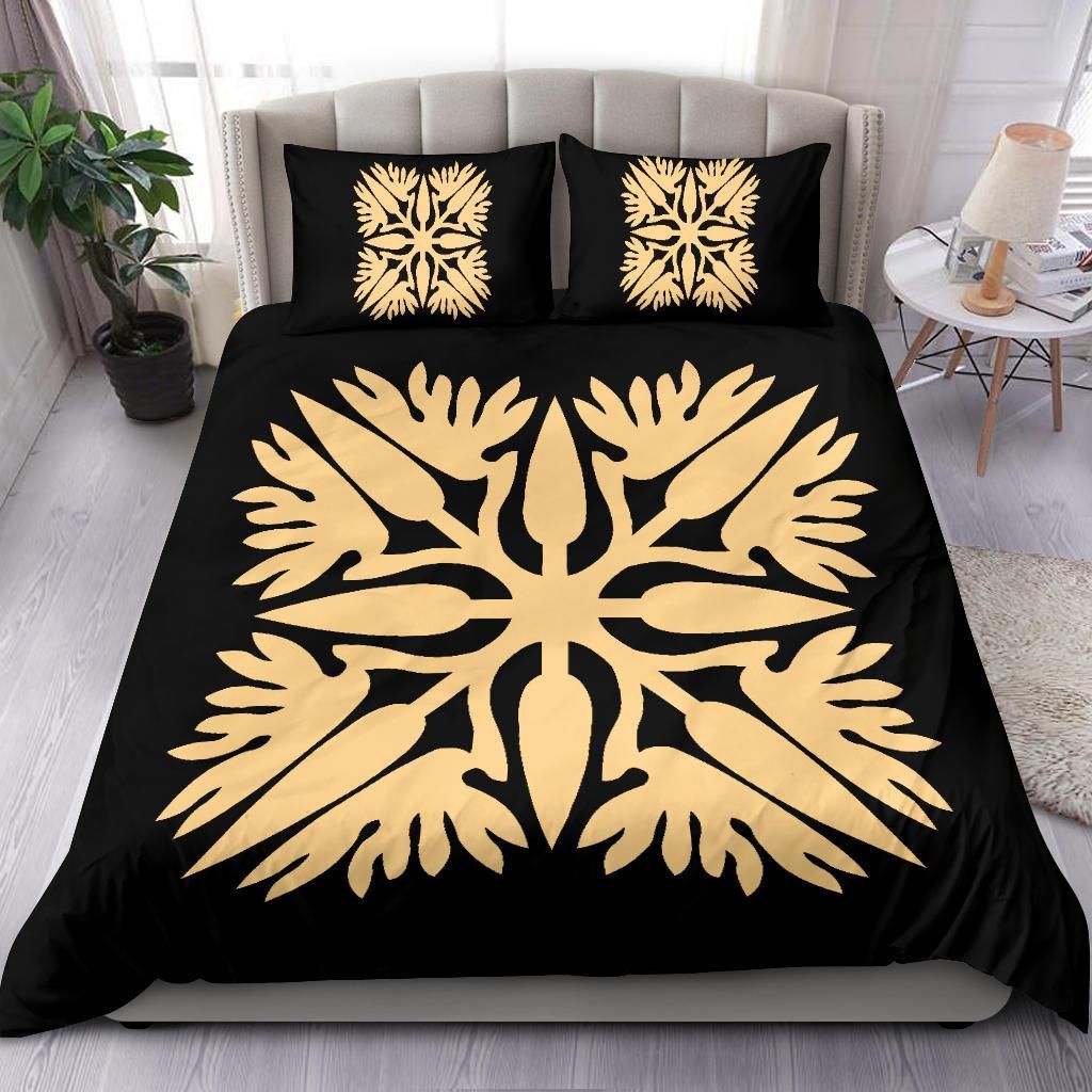 Hawaiian Royal Pattern Black And Beige Duvet Cover Bedding Set hawaiian royal pattern black and beige duvet cover bedding set 6024