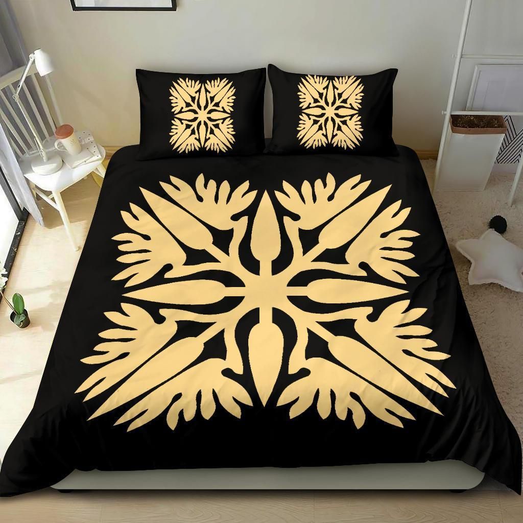 Hawaiian Royal Pattern Black And Beige Duvet Cover Bedding Set hawaiian royal pattern black and beige duvet cover bedding set 6940