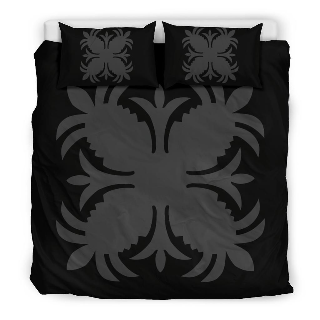 hawaiian royal pattern black and grey duvet cover bedding set 1015