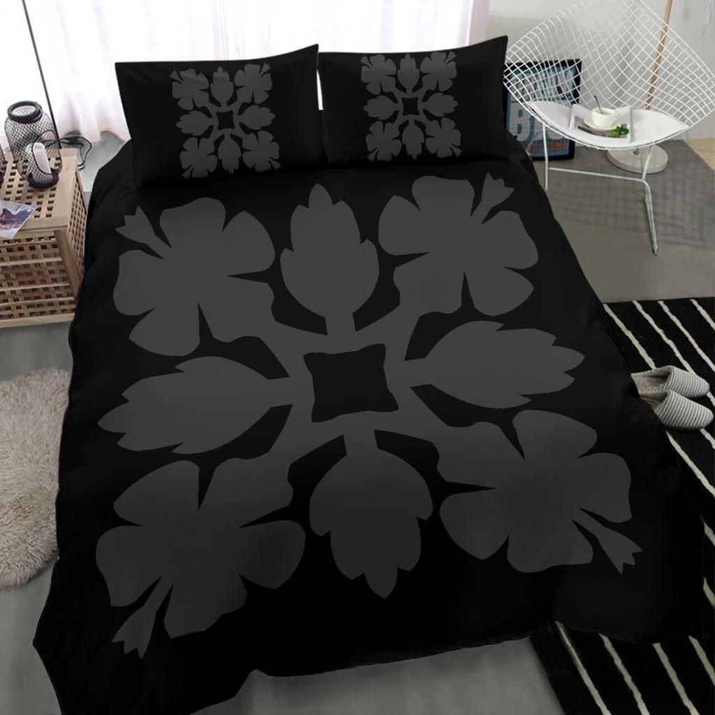 Hawaiian Royal Pattern Black And Grey Duvet Cover Bedding Set hawaiian royal pattern black and grey duvet cover bedding set 1170