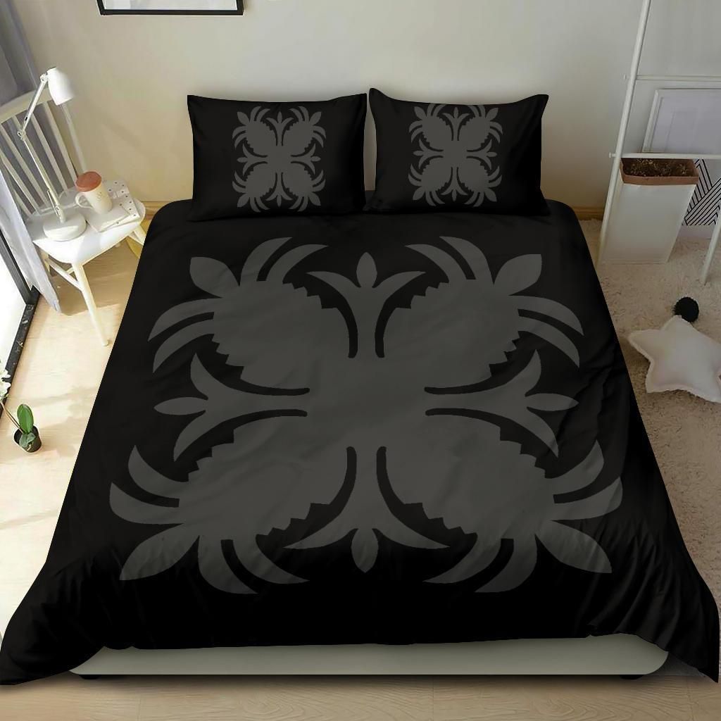 hawaiian royal pattern black and grey duvet cover bedding set 4571
