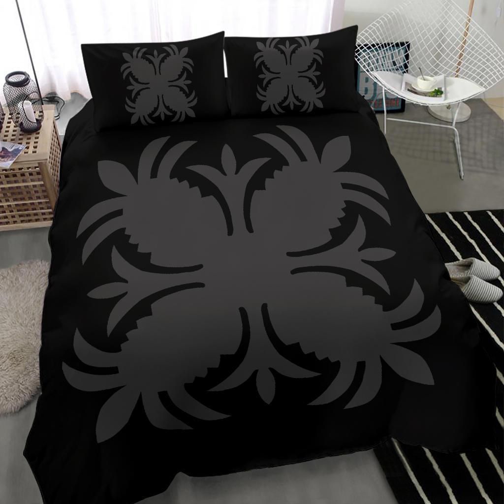 hawaiian royal pattern black and grey duvet cover bedding set 6231