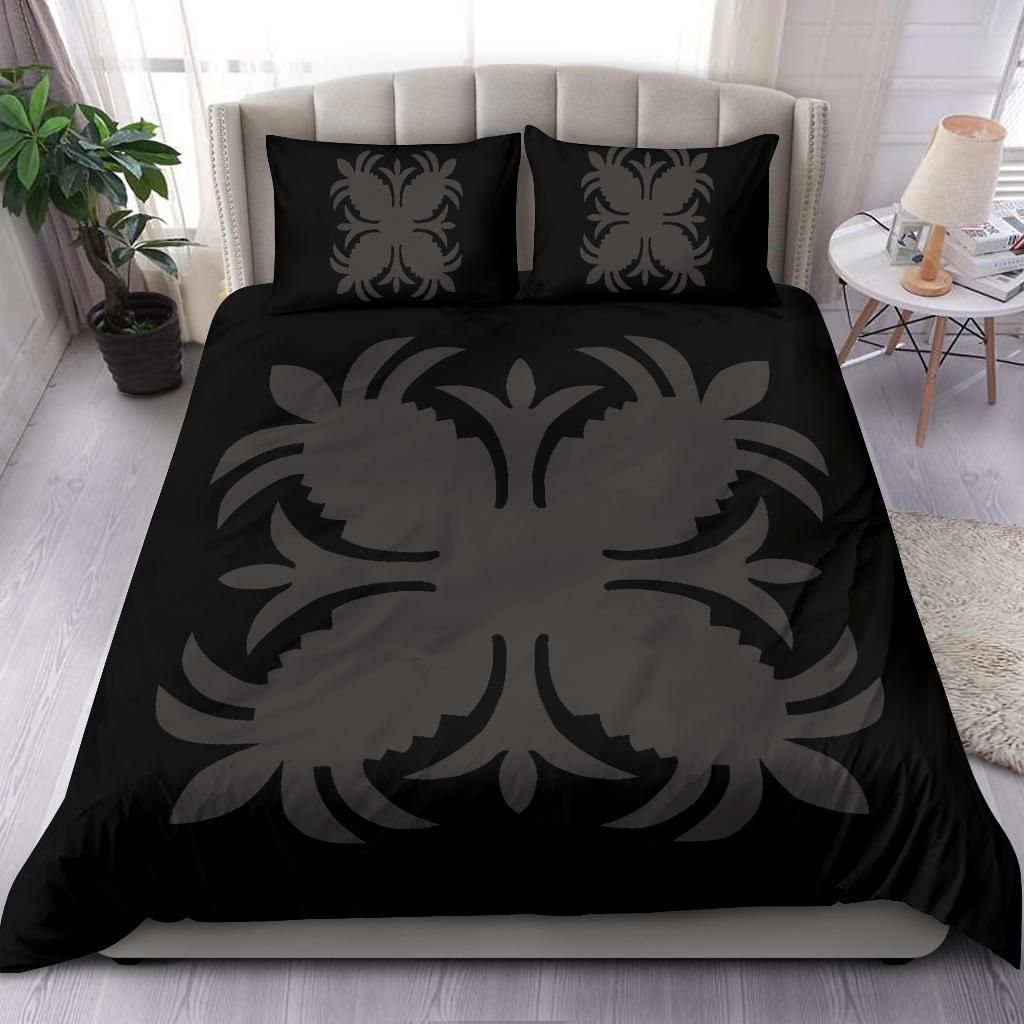 hawaiian royal pattern black and grey duvet cover bedding set 7447