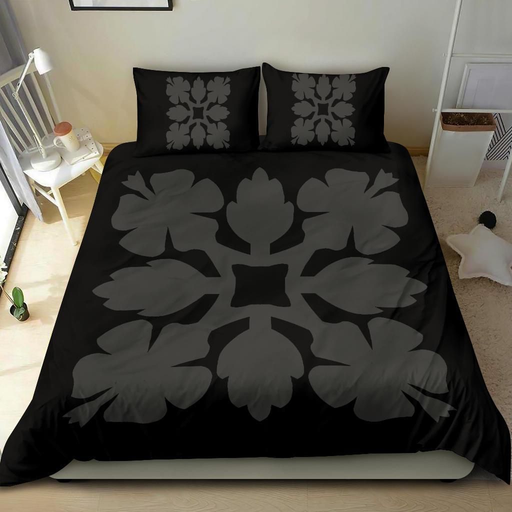 Hawaiian Royal Pattern Black And Grey Duvet Cover Bedding Set hawaiian royal pattern black and grey duvet cover bedding set 7523
