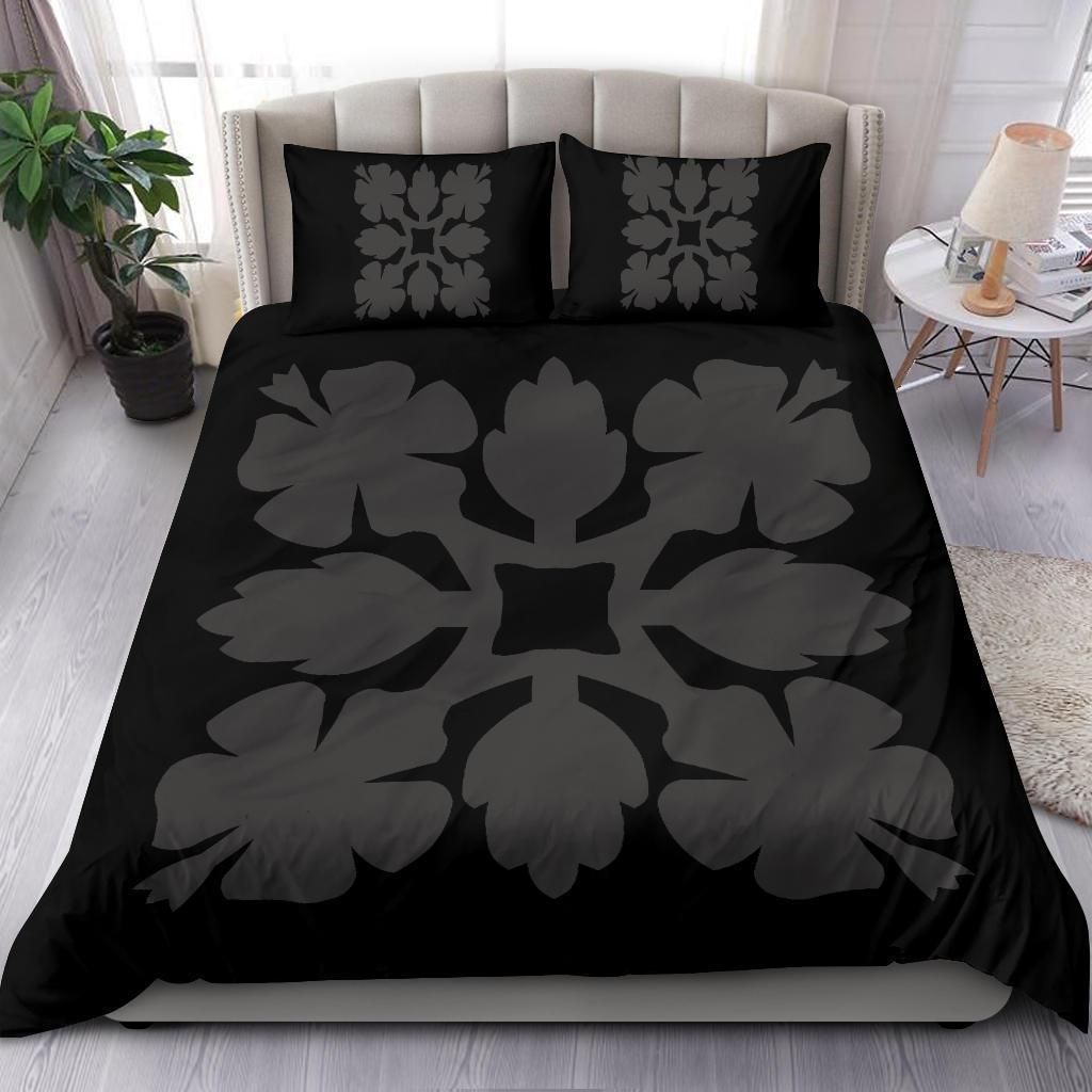 Hawaiian Royal Pattern Black And Grey Duvet Cover Bedding Set hawaiian royal pattern black and grey duvet cover bedding set 8001