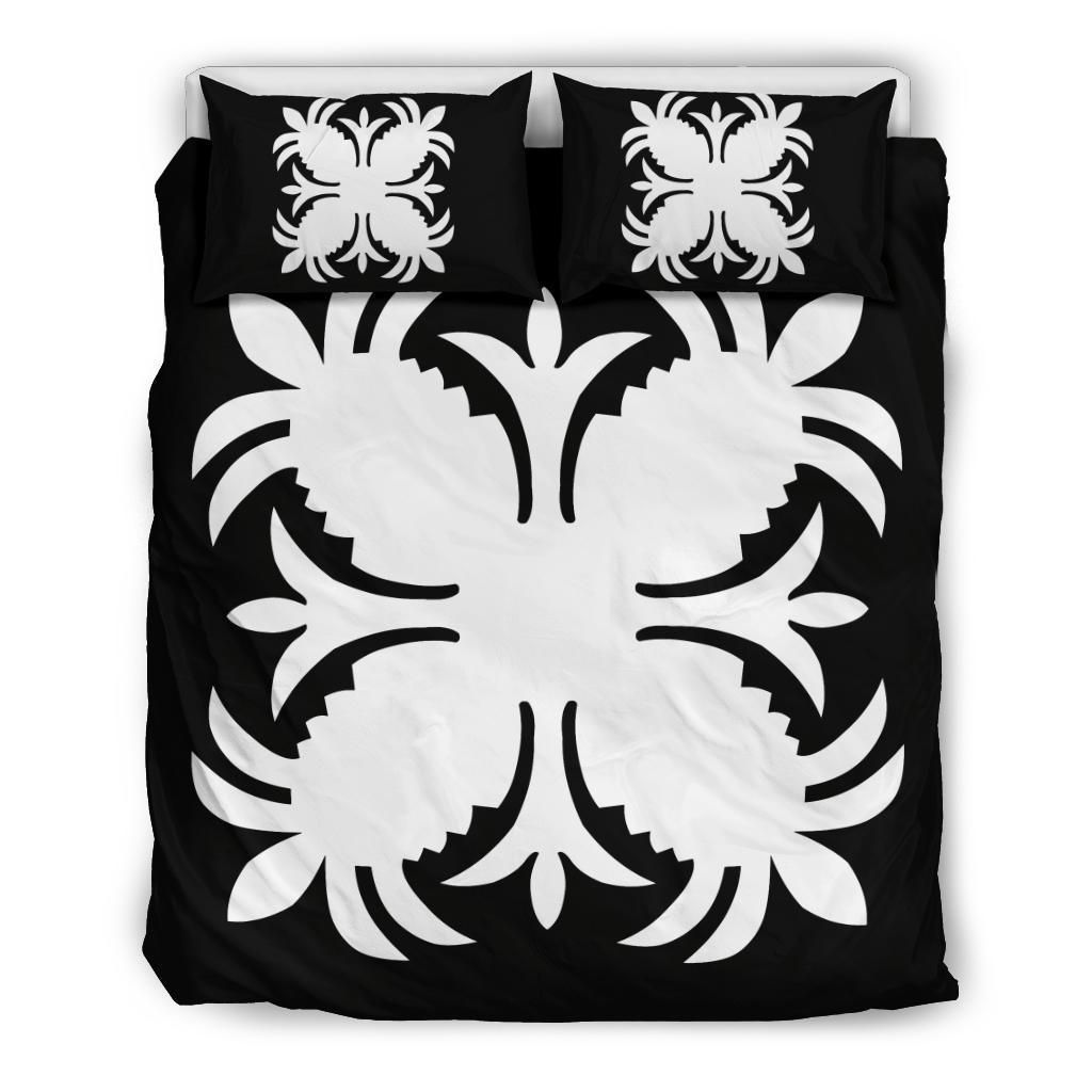 hawaiian royal pattern black and white duvet cover bedding set 3134