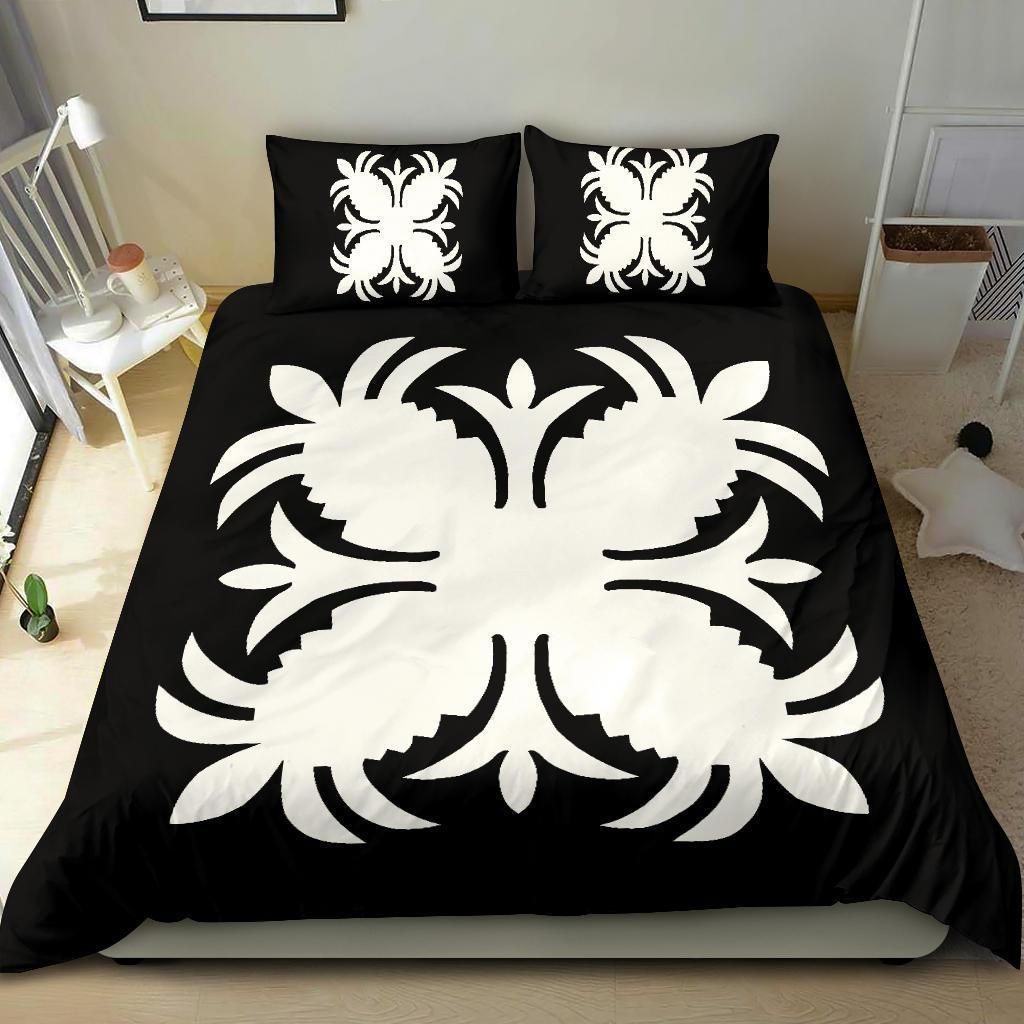 hawaiian royal pattern black and white duvet cover bedding set 5696