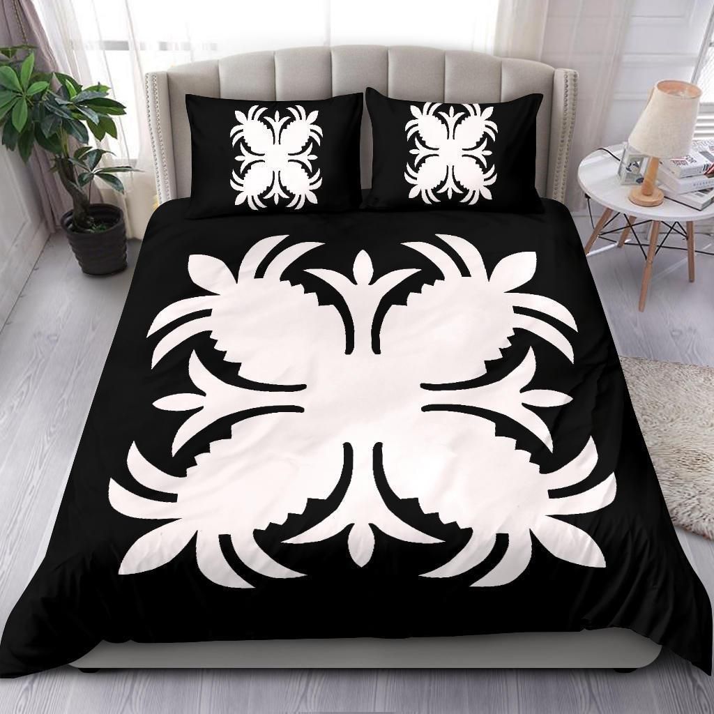 hawaiian royal pattern black and white duvet cover bedding set 5979