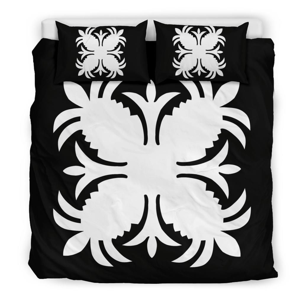 hawaiian royal pattern black and white duvet cover bedding set 6917