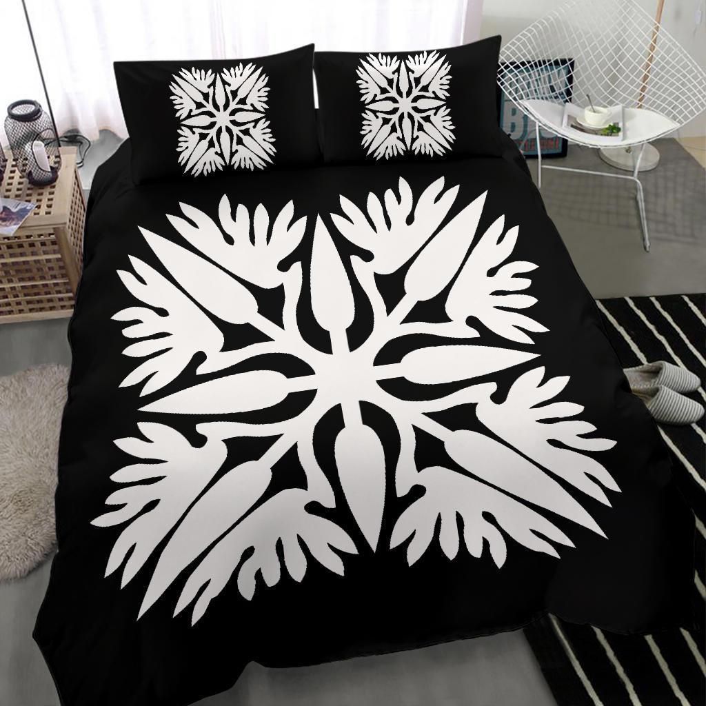 Hawaiian Royal Pattern Black And White Style Duvet Cover Bedding Set hawaiian royal pattern black and white style duvet cover bedding set 8574