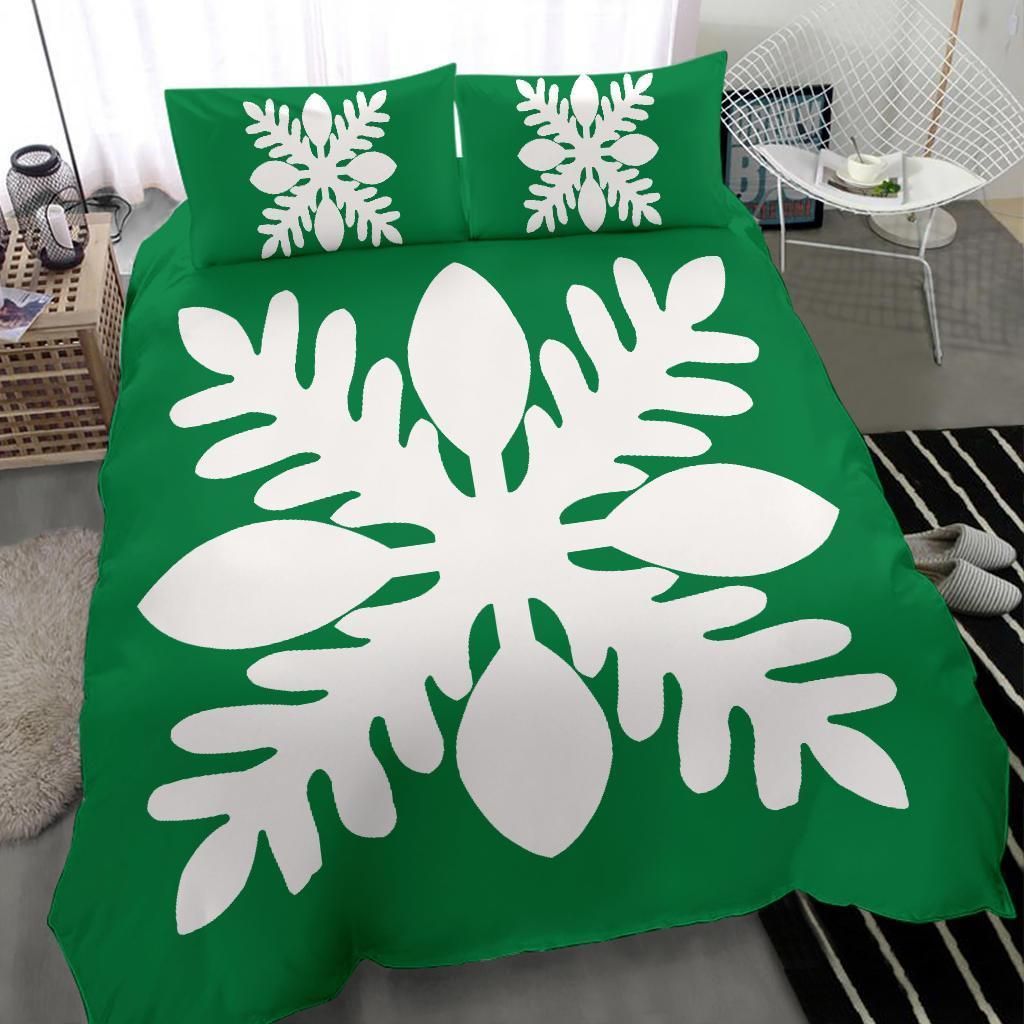 hawaiian royal pattern green and white duvet cover bedding set 8728