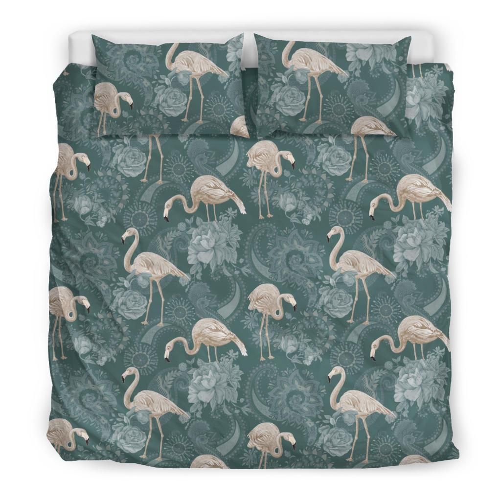 hawaiian tropical flamingos and tropical plants polynesian duvet cover bedding set 8096